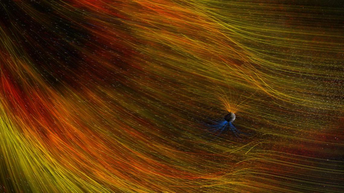 As the Earth sails through a coronal mass ejection, a storm of charged particles streaming from the sun, its magnetic field acts like a bubble, protecting the planet against harmful radiation. As the Earth sails through a coronal mass ejection, a storm of charged particles streaming from the sun, its magnetic field acts like a bubble, protecting the planet against harmful radiation.